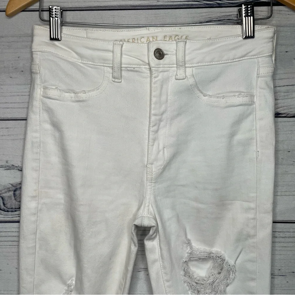 American Eagle outfitters white ripped super high-rise jagging size 4 - Picture 5 of 16